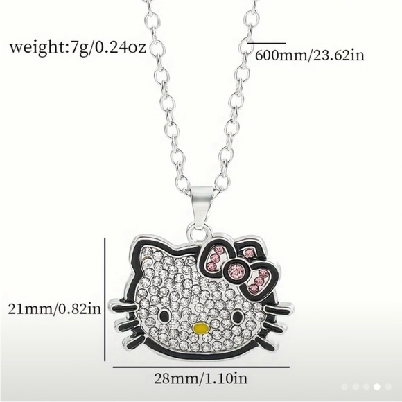 CUTE Hello Kitty Rhinestone Crystal Pendant Necklace NEW NWT - Picture 2 of 4